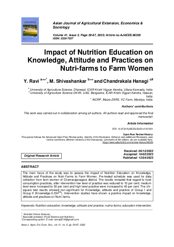 (PDF) Impact of Nutrition Education on Knowledge, Attitude and ...