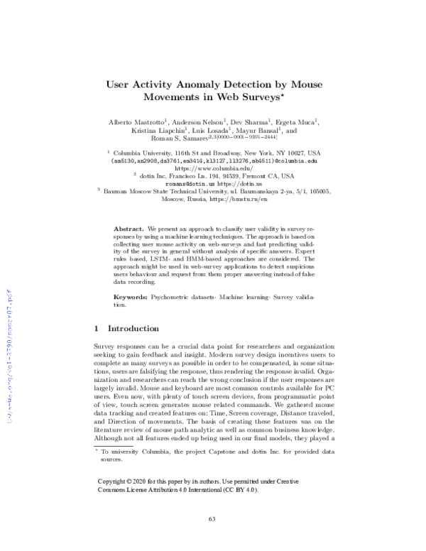 (PDF) Detecting Anomalous User Behavior in Surveys