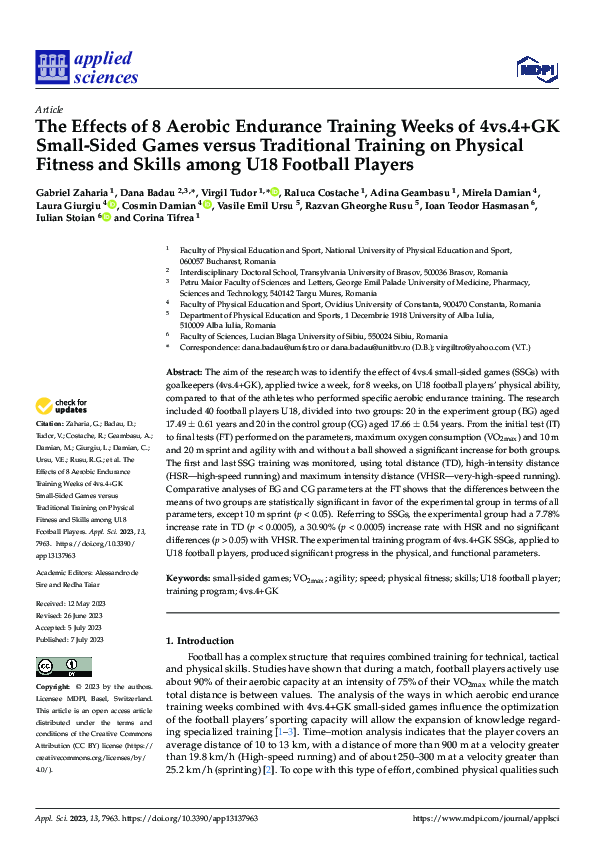 (PDF) The Effects of 8 Aerobic Endurance Training Weeks of 4vs.4+GK ...