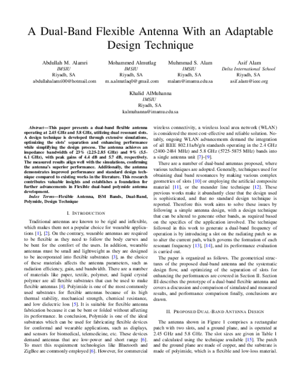 (PDF) A Dual-Band Flexible Antenna with an Adaptable Design Technique