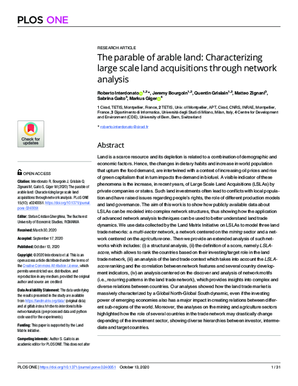 (PDF) The parable of arable land: Characterizing large scale land ...