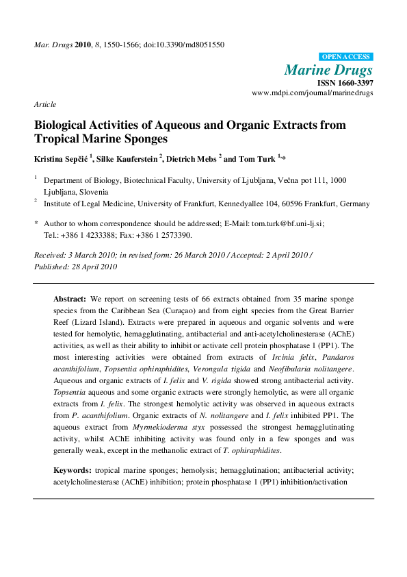 (PDF) Biological Activities of Aqueous and Organic Extracts from ...