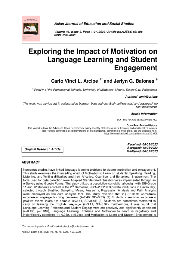 (PDF) Exploring the Impact of Motivation on Language Learning and ...