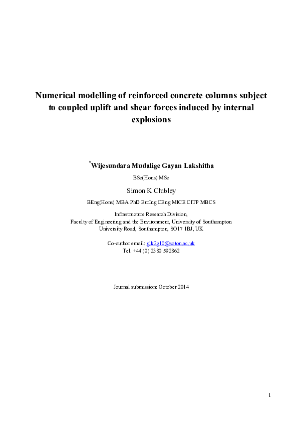 (DOC) Numerical modelling of reinforced concrete columns subject to ...