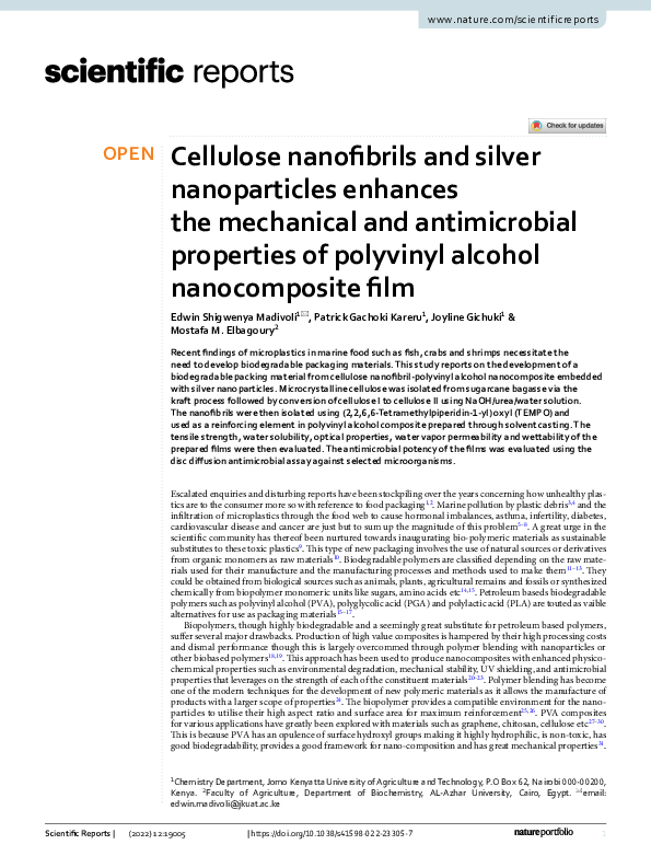 (PDF) Cellulose nanofibrils and silver nanoparticles enhances the ...