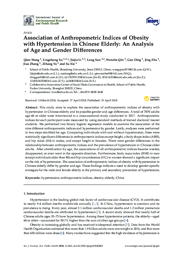 (PDF) Association of anthropometric indices of obesity with diabetes ...