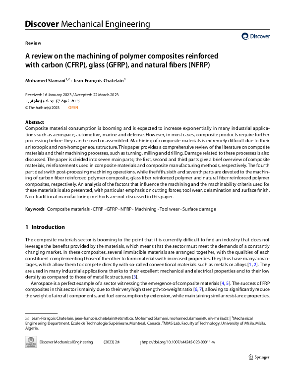 (PDF) A review on the machining of polymer composites reinforced with ...