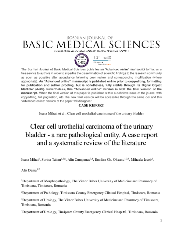 (PDF) Clear cell urothelial carcinoma of the urinary bladder - a rare ...