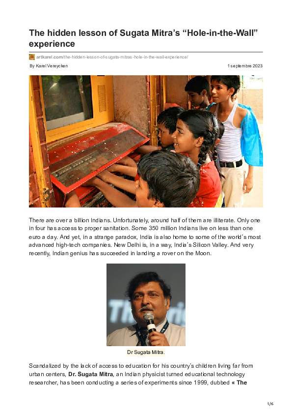 (PDF) The hidden lesson of Sugata Mitra's 