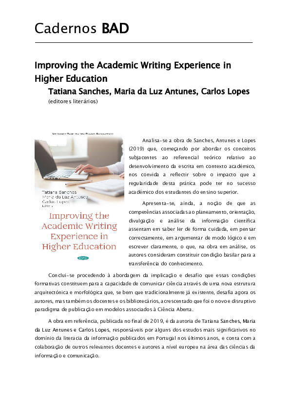 (PDF) «Improving the Academic Writing Experience in Higher Education ...