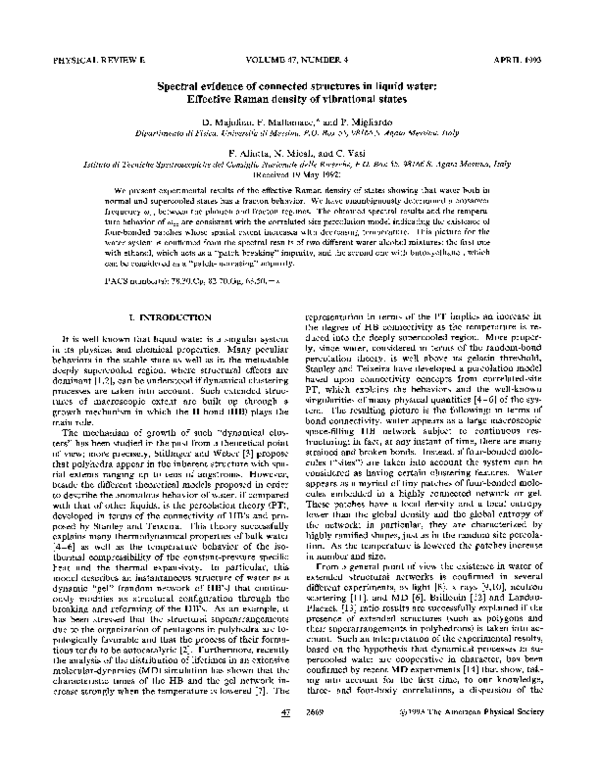 (PDF) Spectral evidence of connected structures in liquid water ...