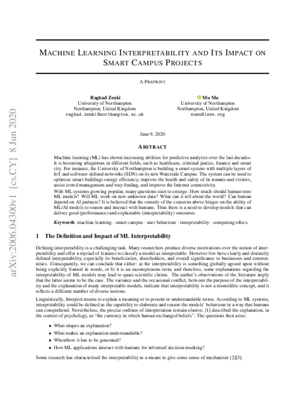 (PDF) Machine Learning Interpretability and Its Impact on Smart Campus ...