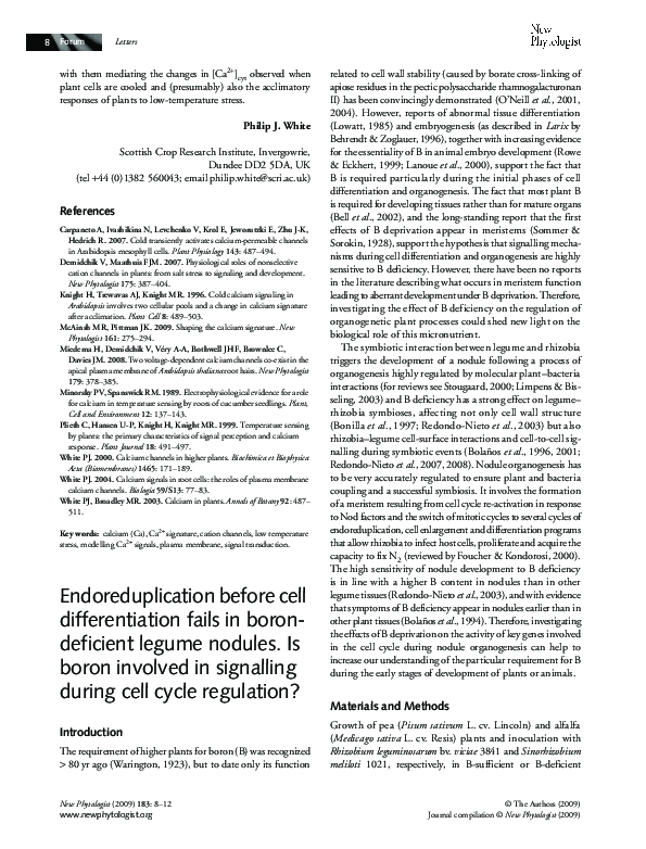 (PDF) Endoreduplication before cell differentiation fails in boron ...