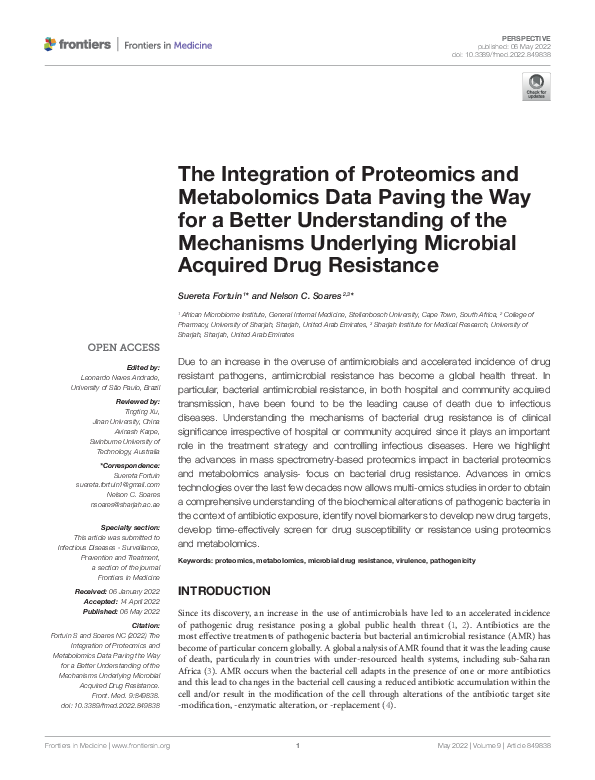 (PDF) The Integration of Proteomics and Metabolomics Data Paving the ...