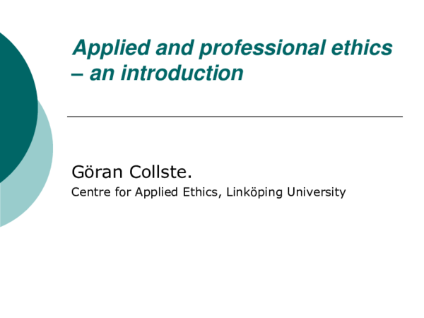 Pdf Applied And Professional Ethics An Introduction