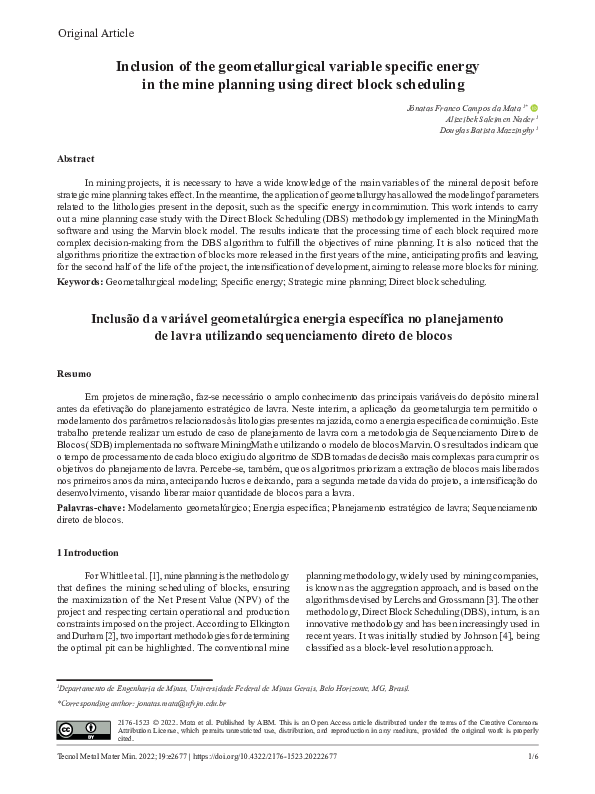 (PDF) Inclusion of the geometallurgical variable specific energy in the ...