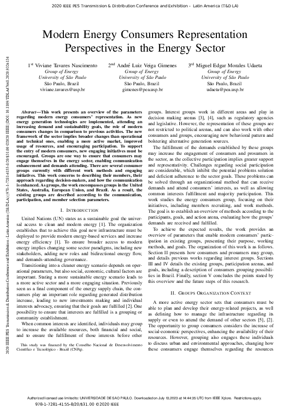 (PDF) Modern Energy Consumers Representation Perspectives in the Energy ...