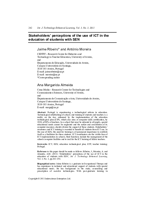 (PDF) Stakeholders' perceptions of the use of ICT in the education of ...