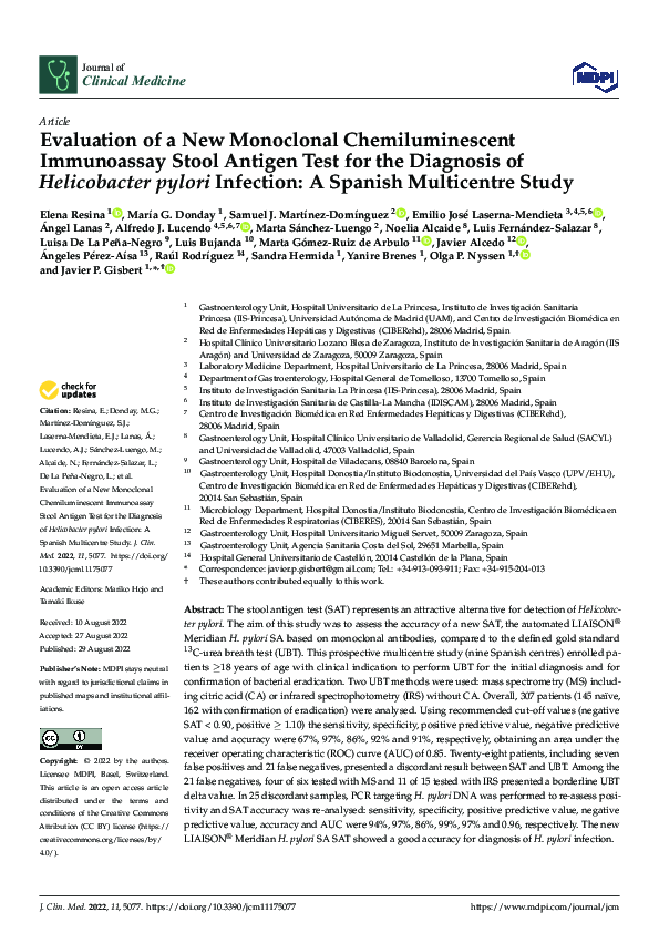 (PDF) Evaluation of a New Monoclonal Chemiluminescent Immunoassay Stool ...