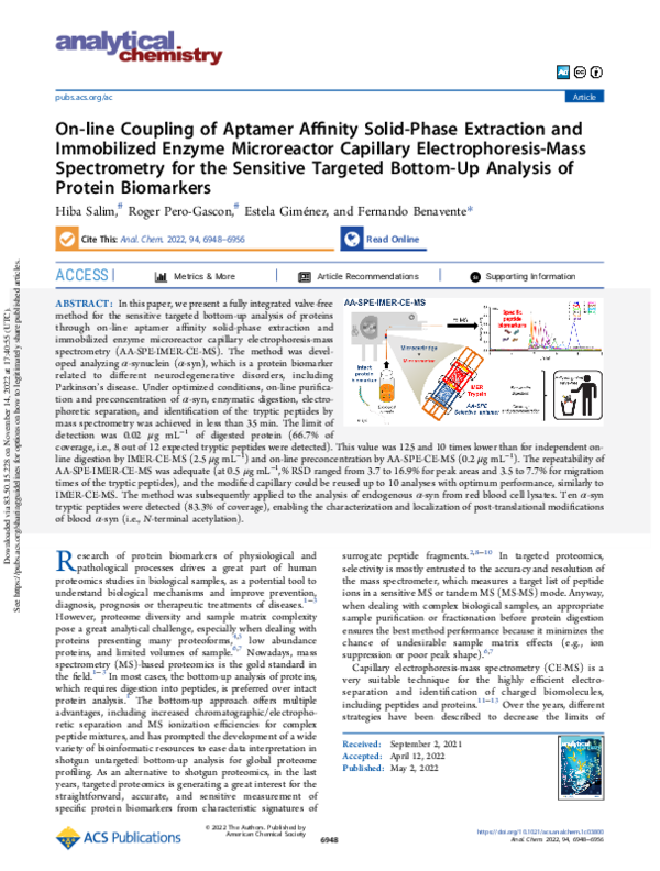 (PDF) On-line Coupling of Aptamer Affinity Solid-Phase Extraction and ...