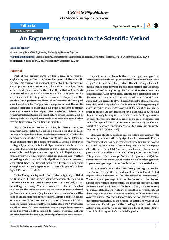 (PDF) An Engineering Approach to the Scientific Method