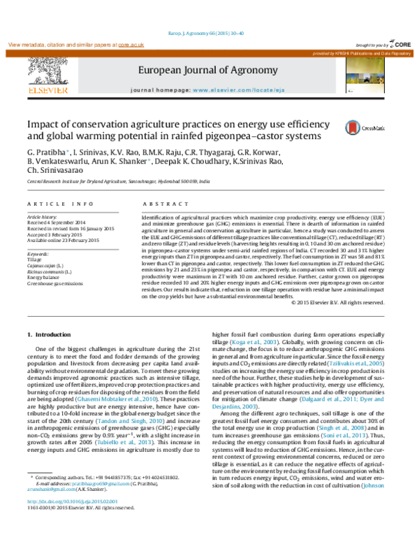 (PDF) Impact of conservation agriculture practices on energy use ...