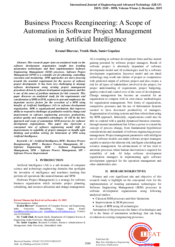 (PDF) Business Process Reengineering: A Scope of Automation in Software ...