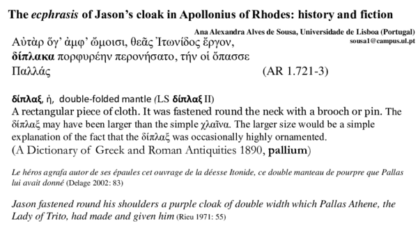 (PDF) The ekphrasis of Jason’s cloak in Apollonius of Rhodes: history ...