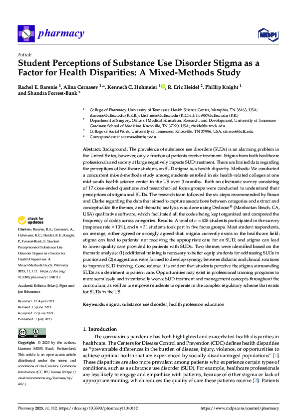 (PDF) Student Perceptions of Substance Use Disorder Stigma as a Factor ...