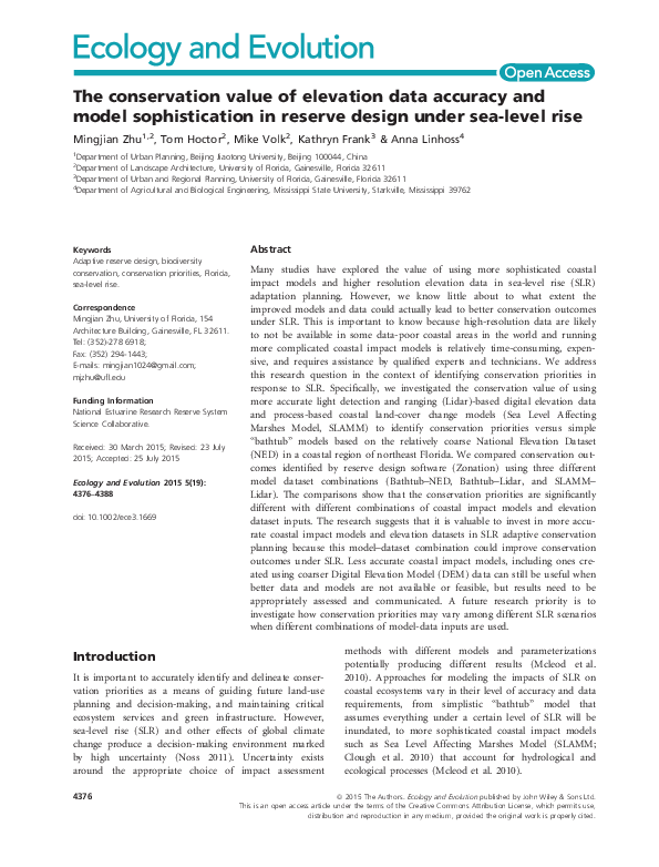 (PDF) The conservation value of elevation data accuracy and model ...