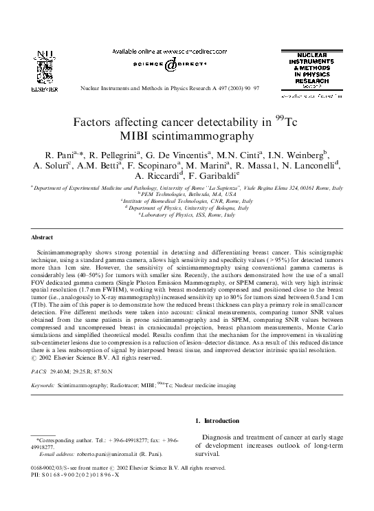 (PDF) Factors affecting cancer detectability in 99Tc MIBI scintimammography