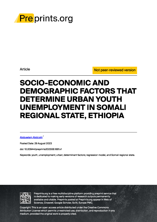 (PDF) Urban Youth Unemployment in Somali region Ethiopia ...