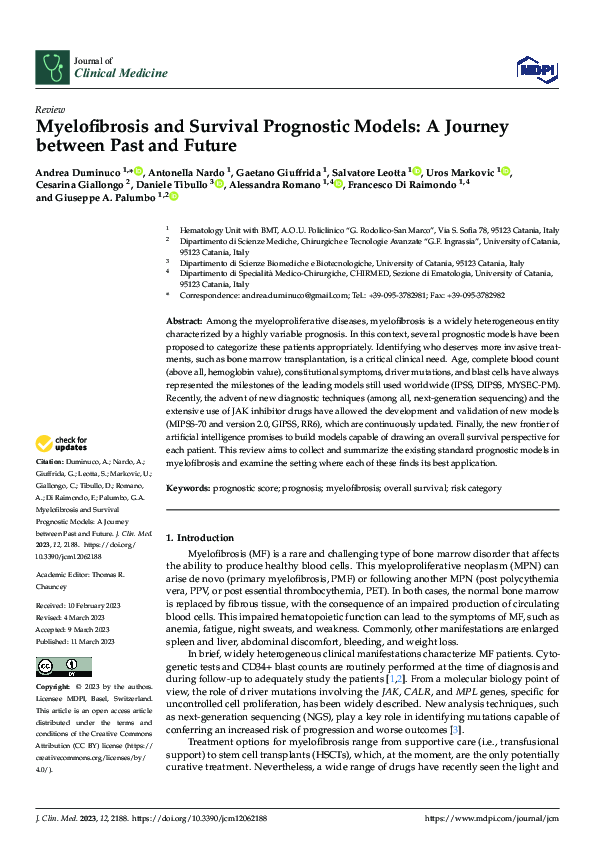 (PDF) Myelofibrosis and Survival Prognostic Models: A Journey between ...