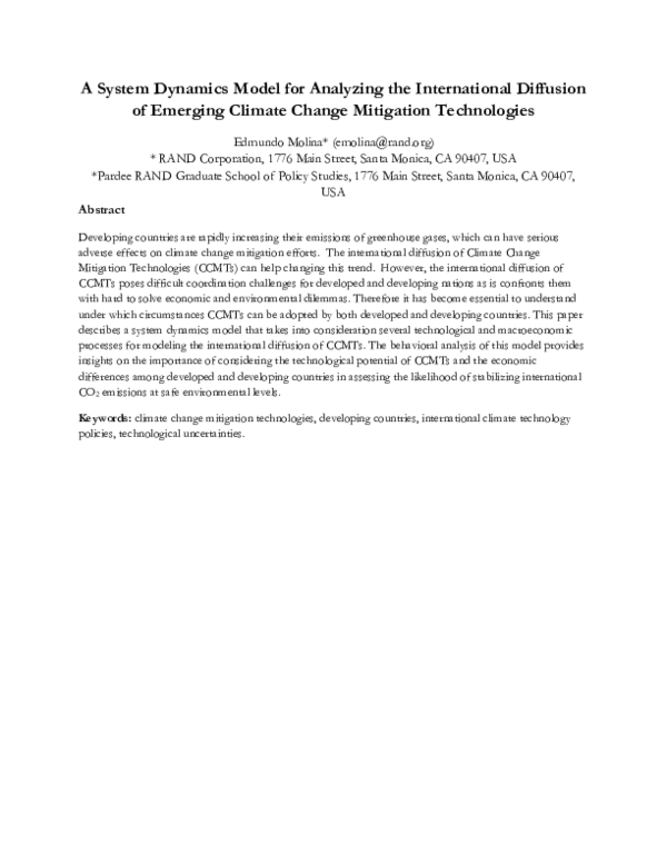 (PDF) A System Dynamics Model for Analyzing the International Diffusion ...