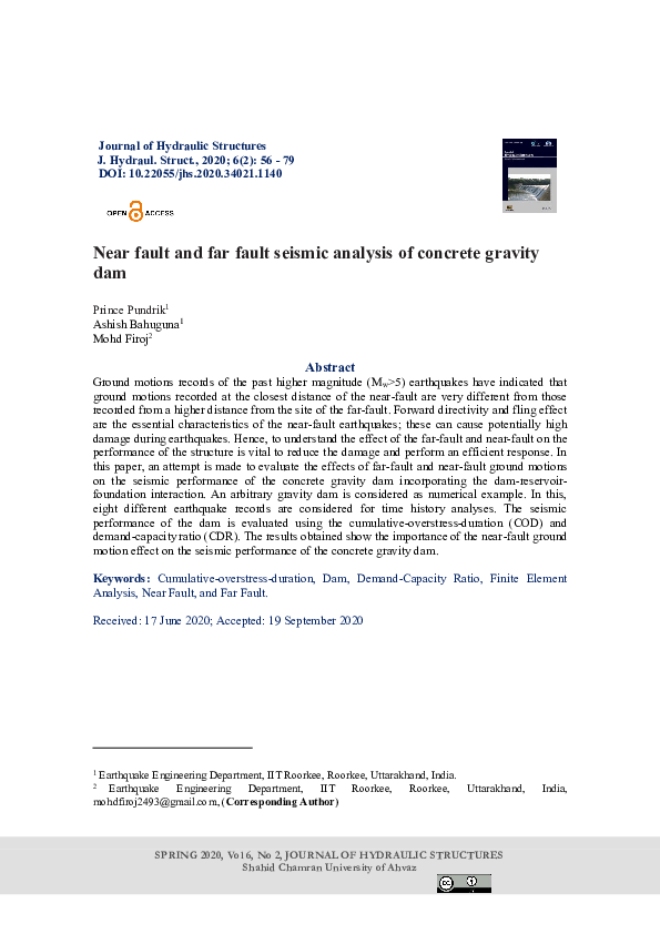 (PDF) Near fault and far fault seismic analysis of concrete gravity dam