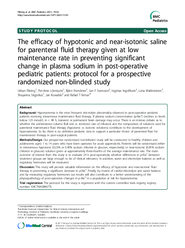 (PDF) The efficacy of hypotonic and near-isotonic saline for parenteral ...