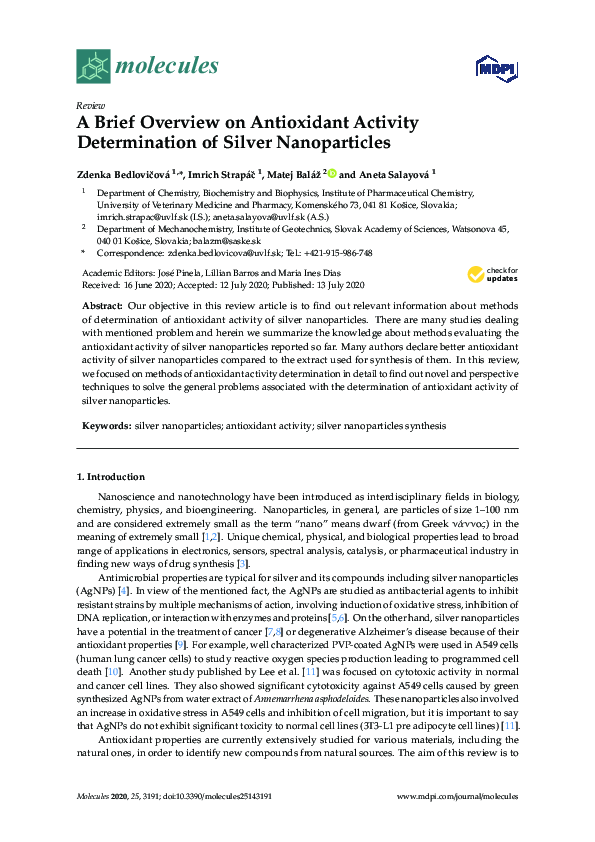 (PDF) A Brief Overview on Antioxidant Activity Determination of Silver ...