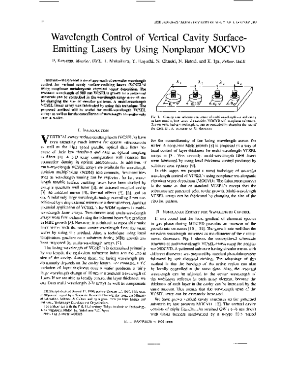 (PDF) Wavelength control of vertical cavity surface-emitting lasers by ...
