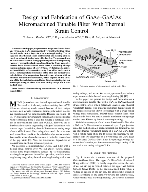 (PDF) Design and fabrication of GaAs-GaAlAs micromachined tunable ...