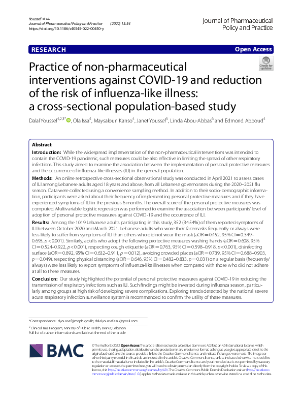 (PDF) Practice of non-pharmaceutical interventions against COVID-19 and ...