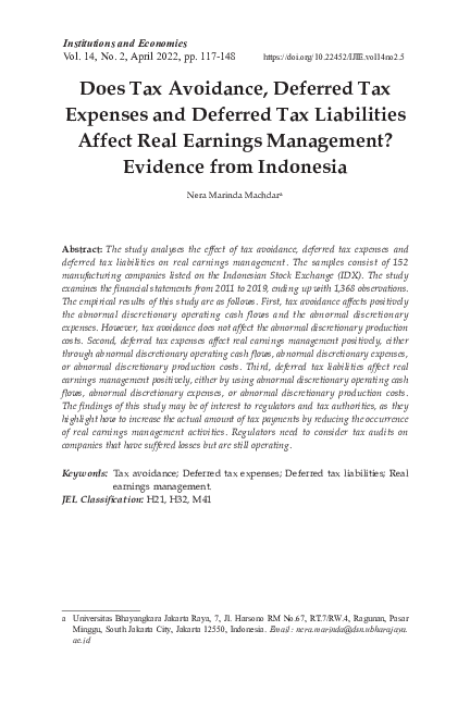 (PDF) Does Tax Avoidance, Deferred Tax Expenses and Deferred Tax ...