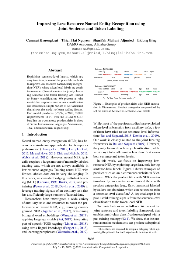 (PDF) Improving Low-Resource Named Entity Recognition using Joint ...