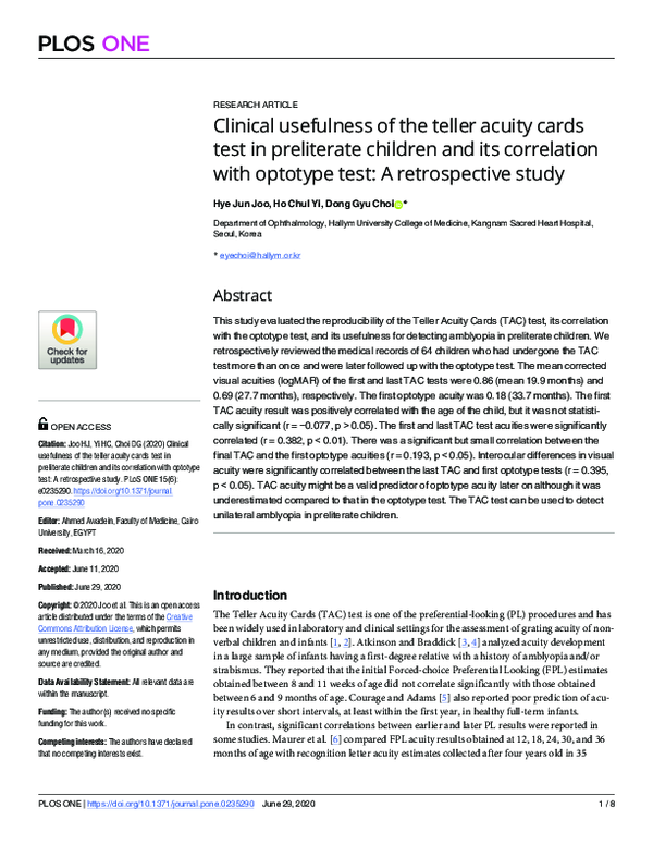 (PDF) Clinical usefulness of the teller acuity cards test in ...