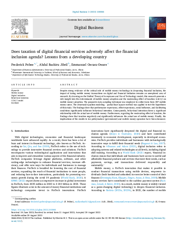 (PDF) Does taxation of digital financial services adversely affect the ...