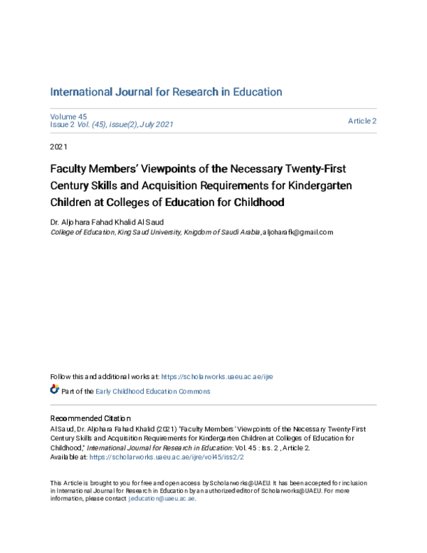 (PDF) Faculty Members’ Viewpoints of the Necessary Twenty-First Century ...
