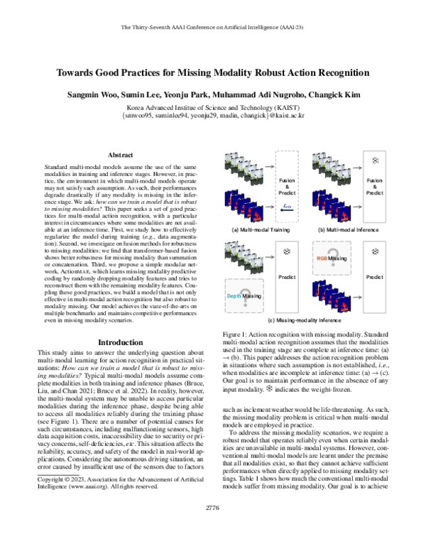 (PDF) Towards Good Practices for Missing Modality Robust Action Recognition