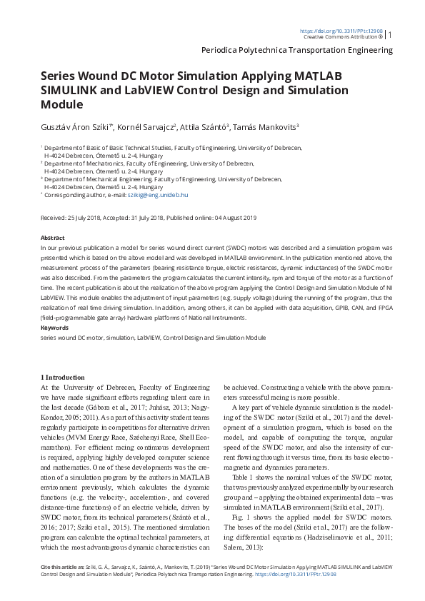 (PDF) Series Wound DC Motor Simulation Applying MATLAB SIMULINK and ...