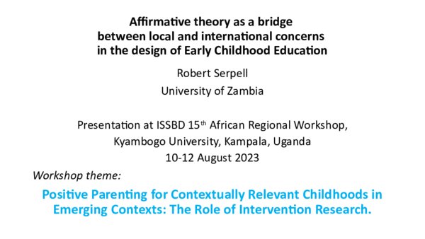 (PPT) Serpell 2023. Affirmative theory as a bridge in Early Childhood ...