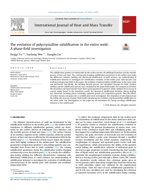 (PDF) The evolution of polycrystalline solidification in the entire ...