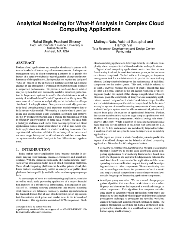 (PDF) Analytical modeling for what-if analysis in complex cloud ...